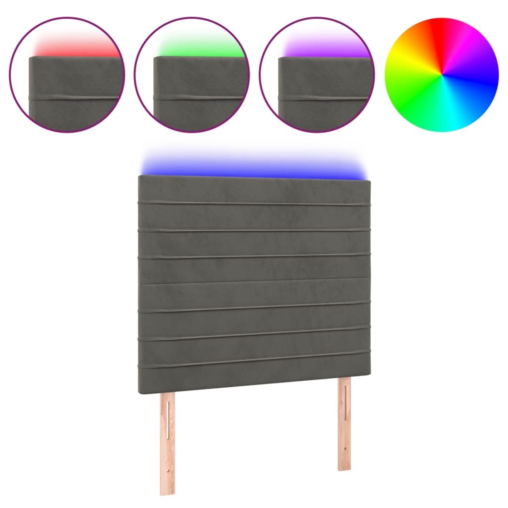 LED uzglavlje tamnosivo 100x5x118/128 cm baršunasto