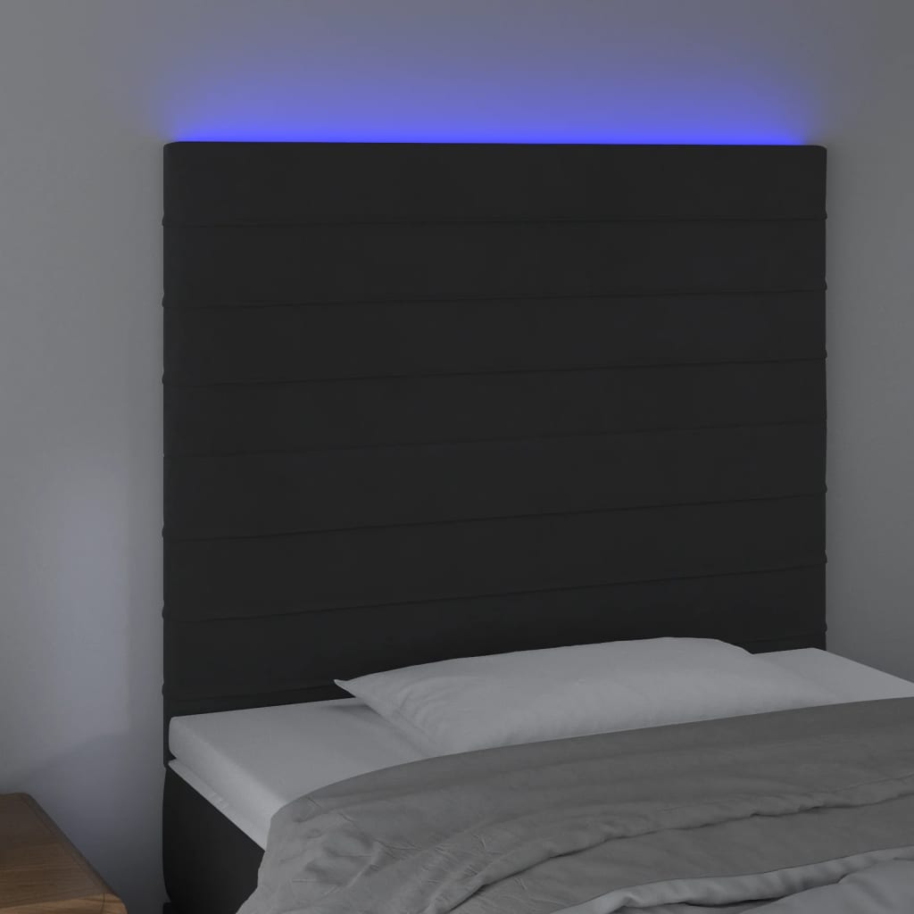 LED uzglavlje crno 100x5x118/128 cm baršunasto