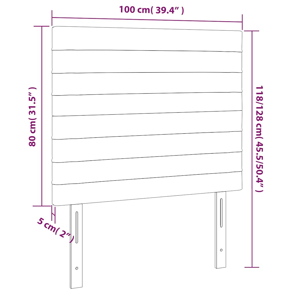 LED uzglavlje tamnoplavo 100x5x118/128 cm baršunasto