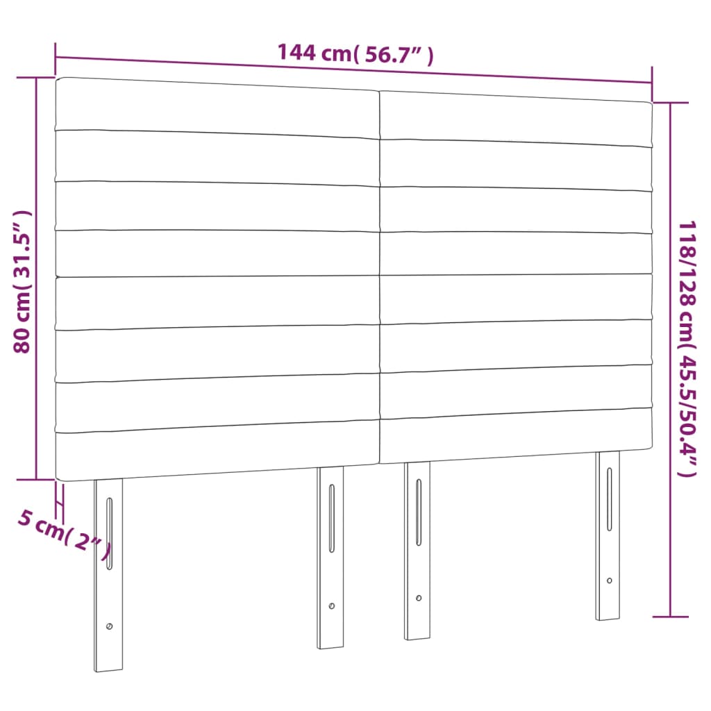 LED uzglavlje tamnosivo 144x5x118/128 cm baršunasto