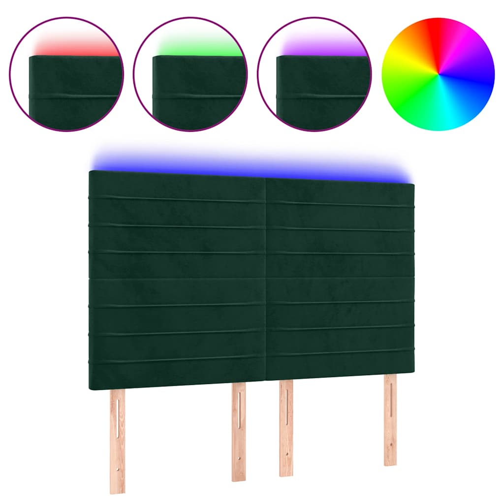 LED uzglavlje tamnozeleno 144x5x118/128 cm baršunasto