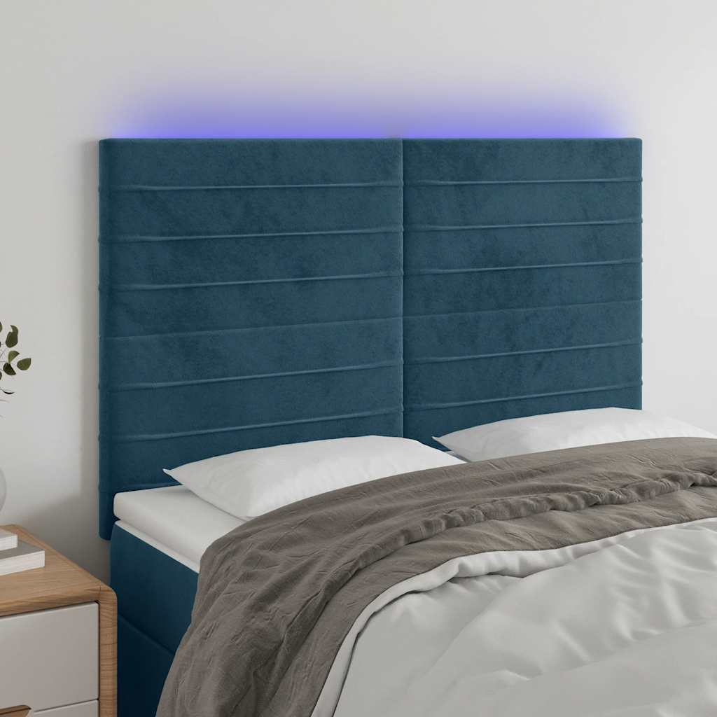 LED uzglavlje tamnoplavo 144x5x118/128 cm baršunasto