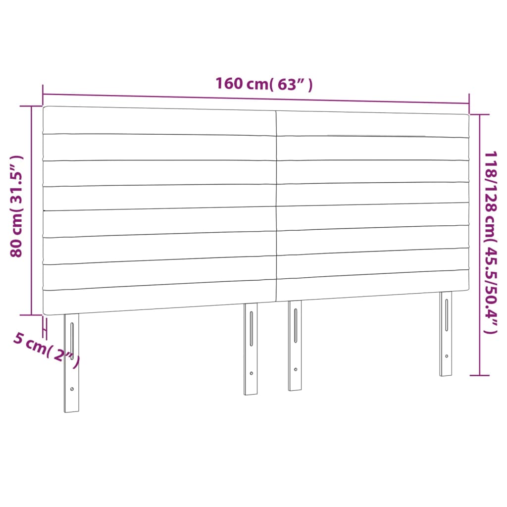 LED uzglavlje crno 160x5x118/128 cm baršunasto
