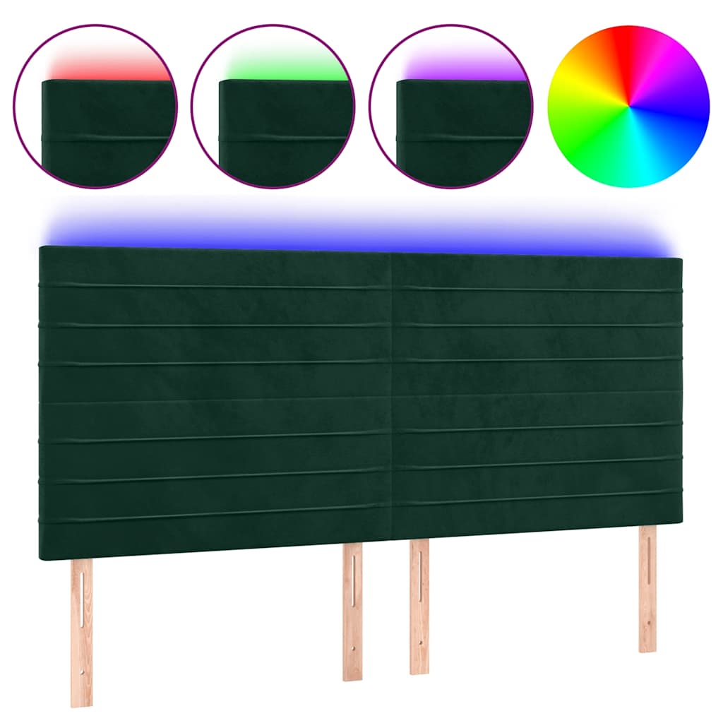 LED uzglavlje tamnozeleno 160x5x118/128 cm baršunasto