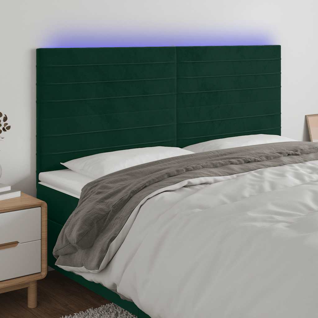 LED uzglavlje tamnozeleno 160x5x118/128 cm baršunasto