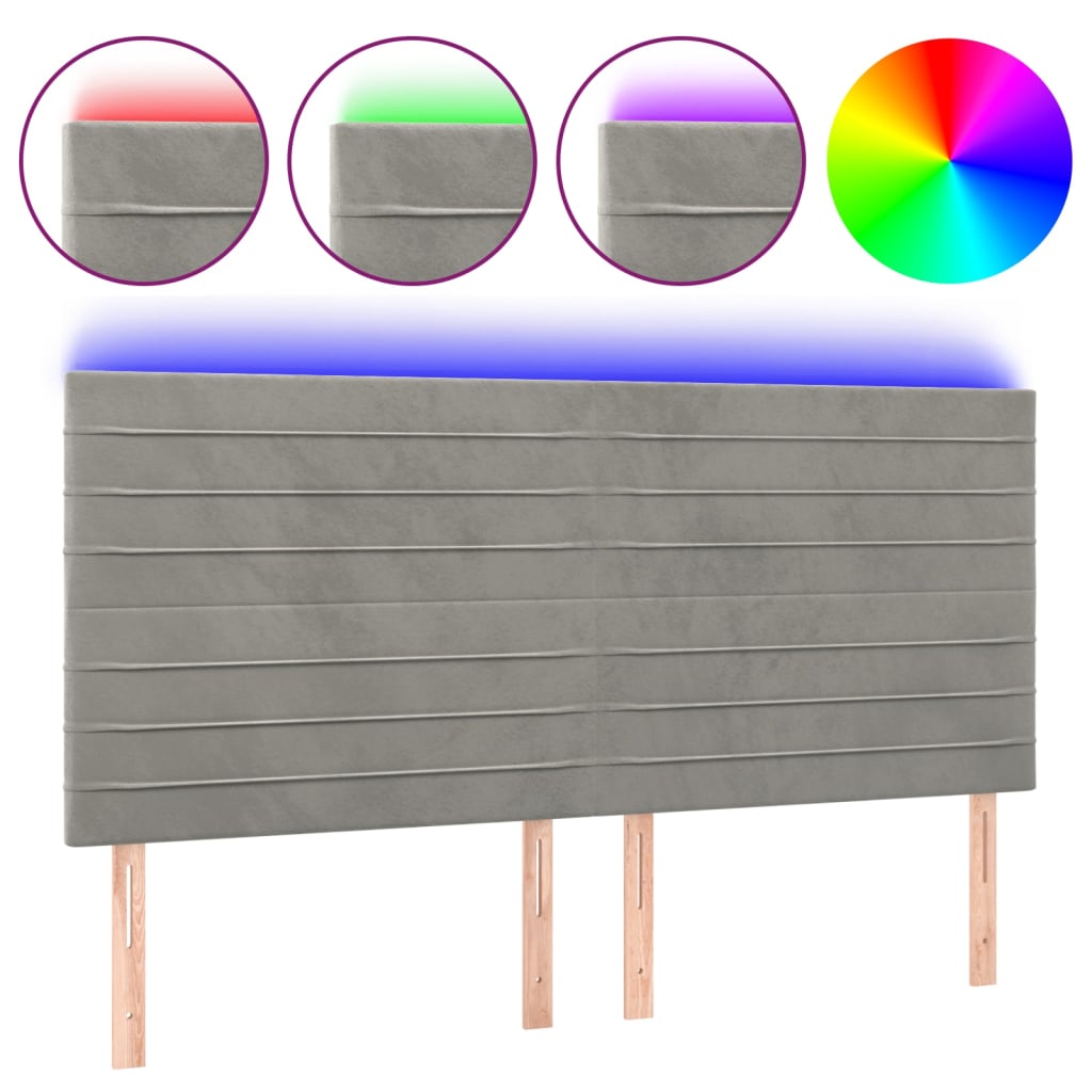 LED uzglavlje svjetlosivo 180x5x118/128 cm baršunasto