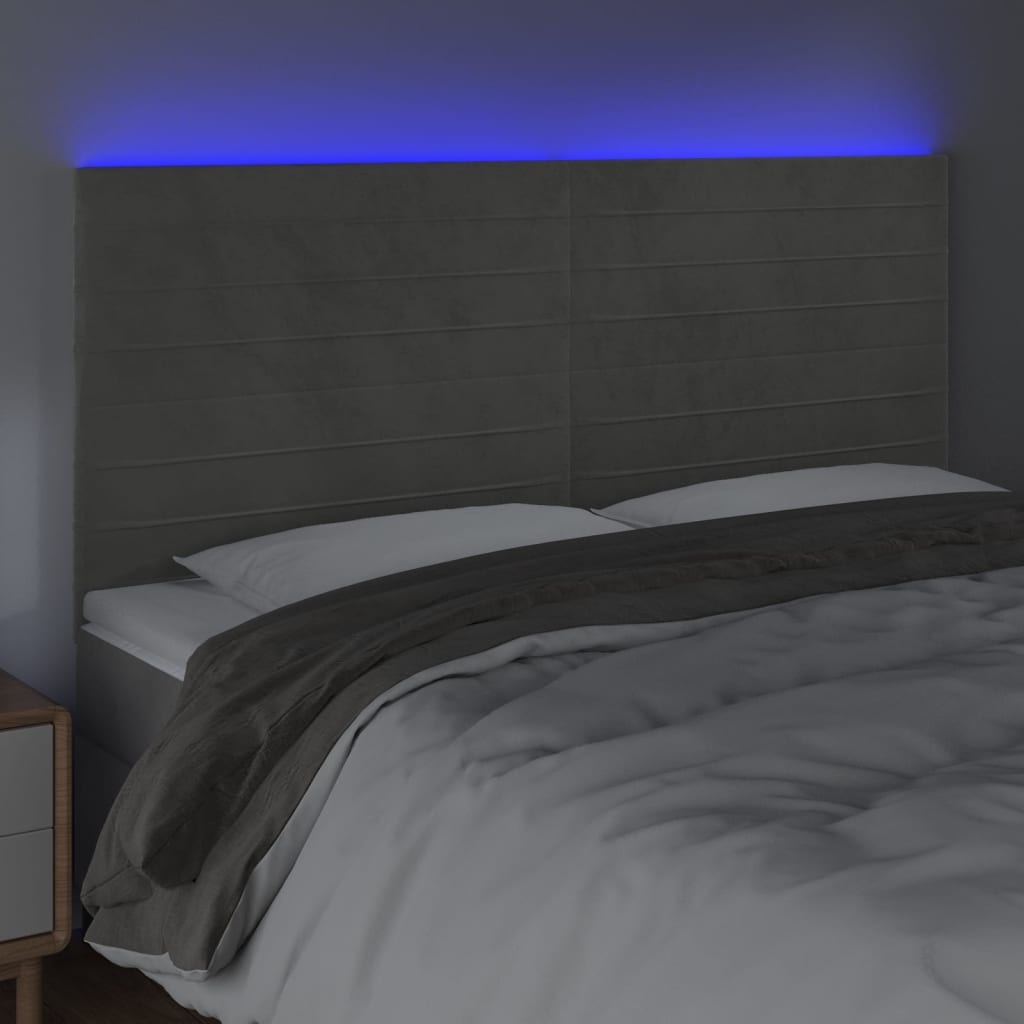 LED uzglavlje svjetlosivo 180x5x118/128 cm baršunasto