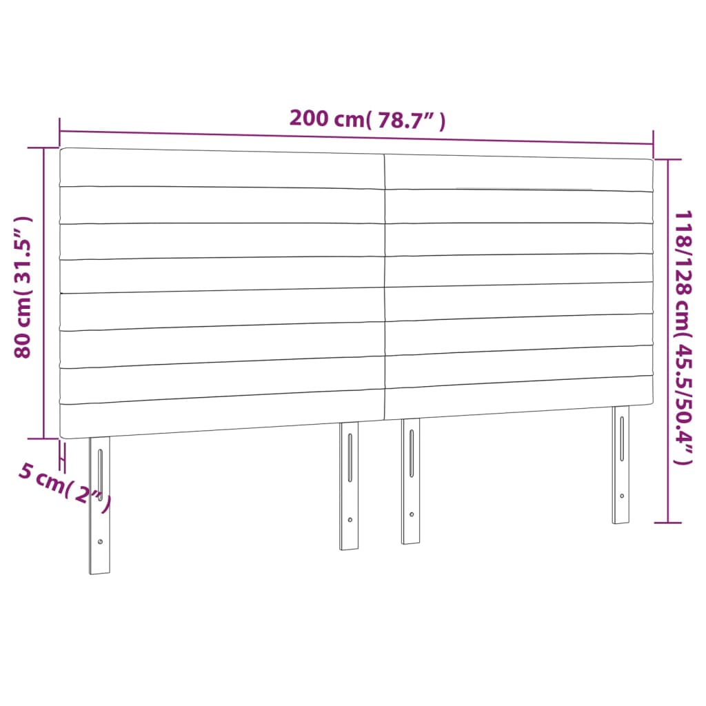 LED uzglavlje tamnosivo 200x5x118/128 cm baršunasto
