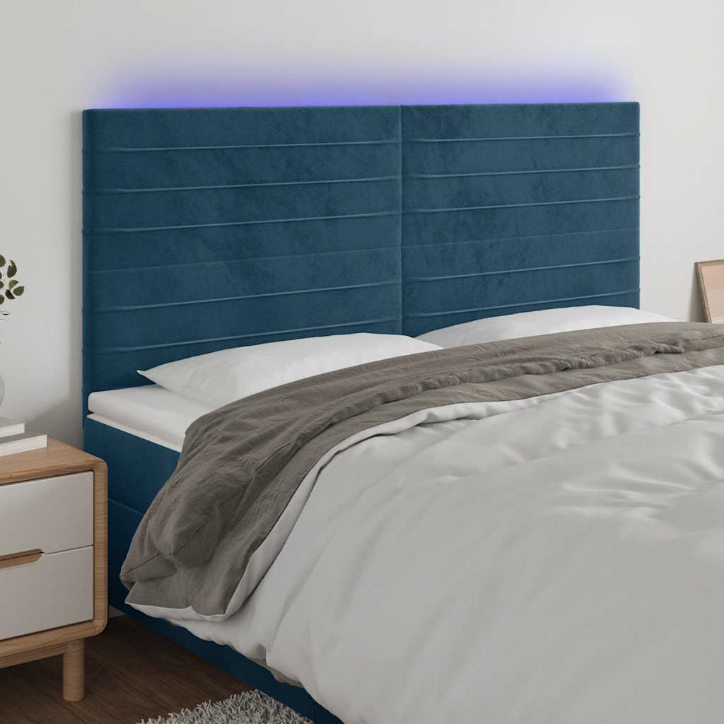 LED uzglavlje tamnoplavo 200x5x118/128 cm od tkanine
