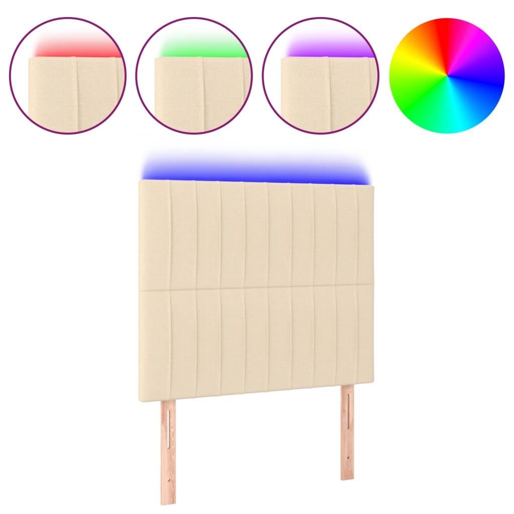 LED uzglavlje krem 90x5x118/128 cm od tkanine