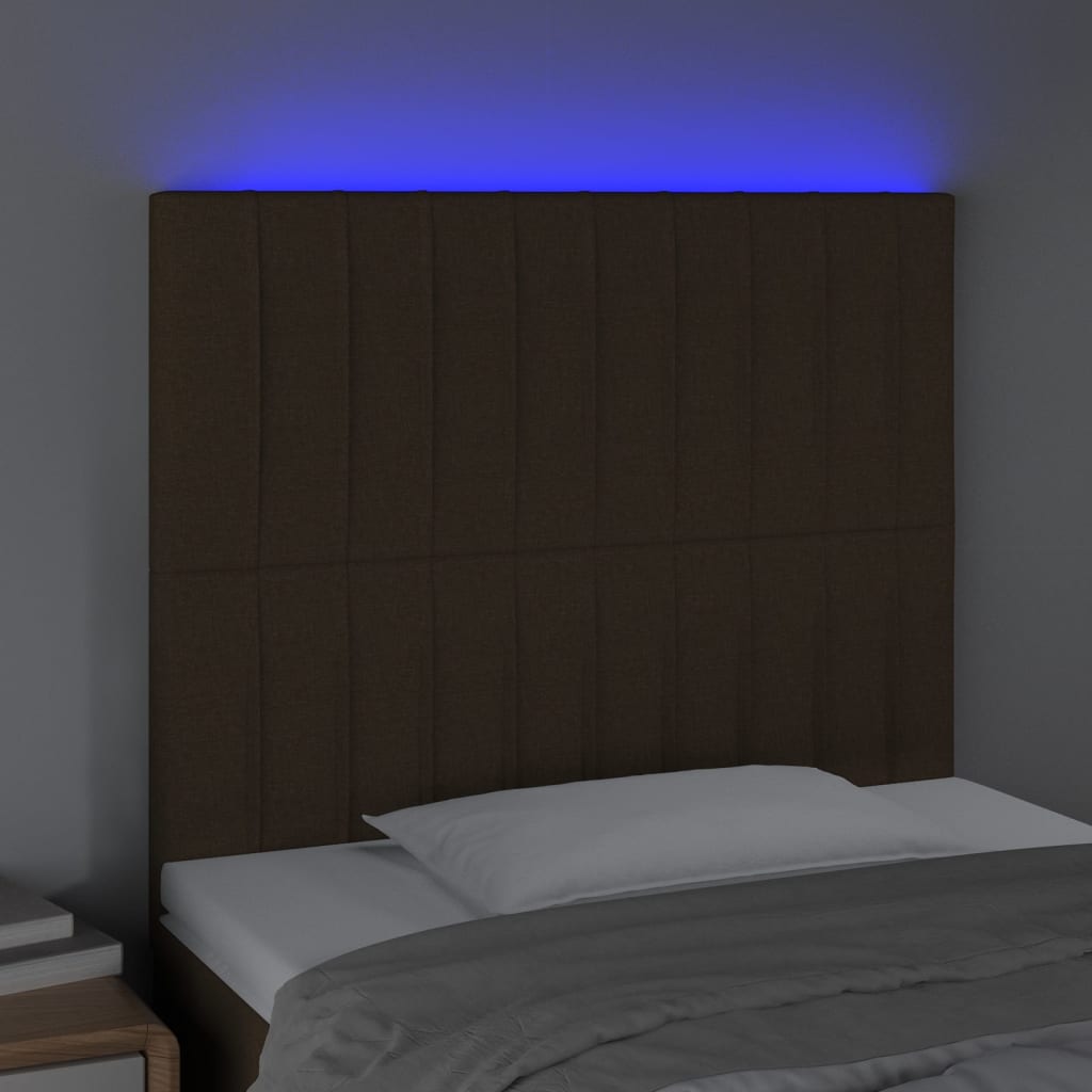 LED uzglavlje tamnosmeđe 100x5x118/128 cm od tkanine