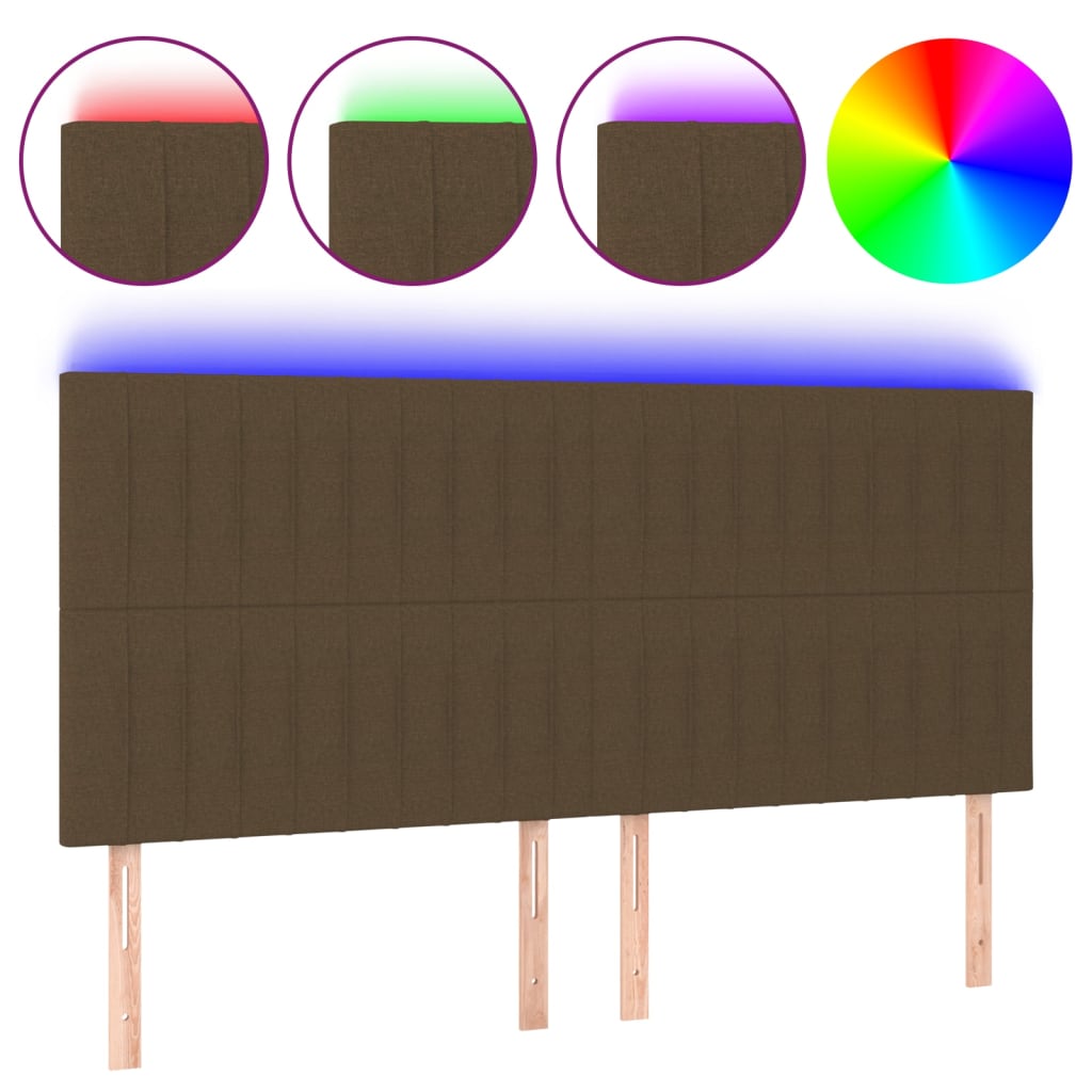 LED uzglavlje tamnosmeđe 160x5x118/128 cm od tkanine