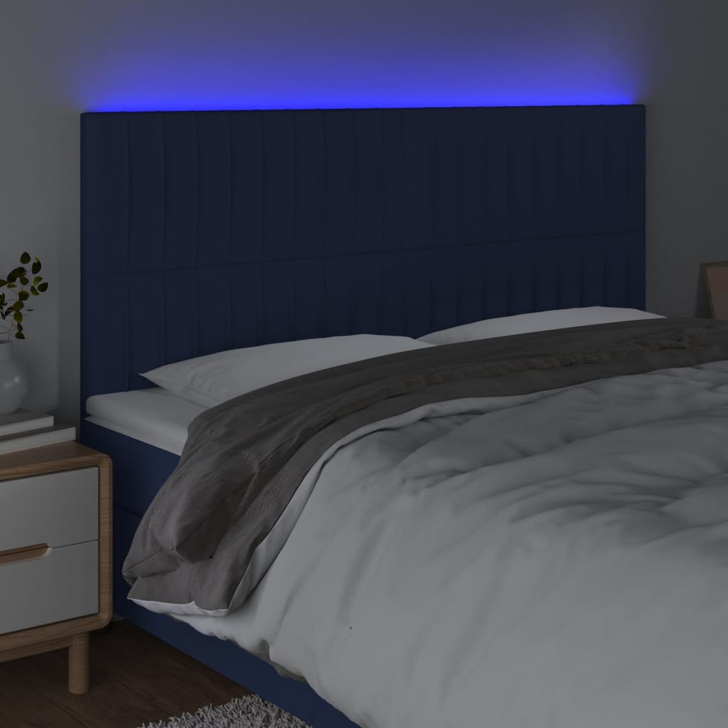 LED uzglavlje plavo 160x5x118/128 cm od tkanine