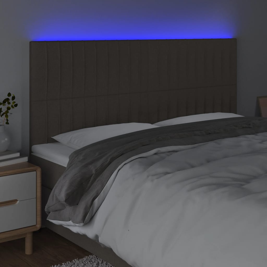 LED uzglavlje smeđesivo 180x5x118/128 cm od tkanine