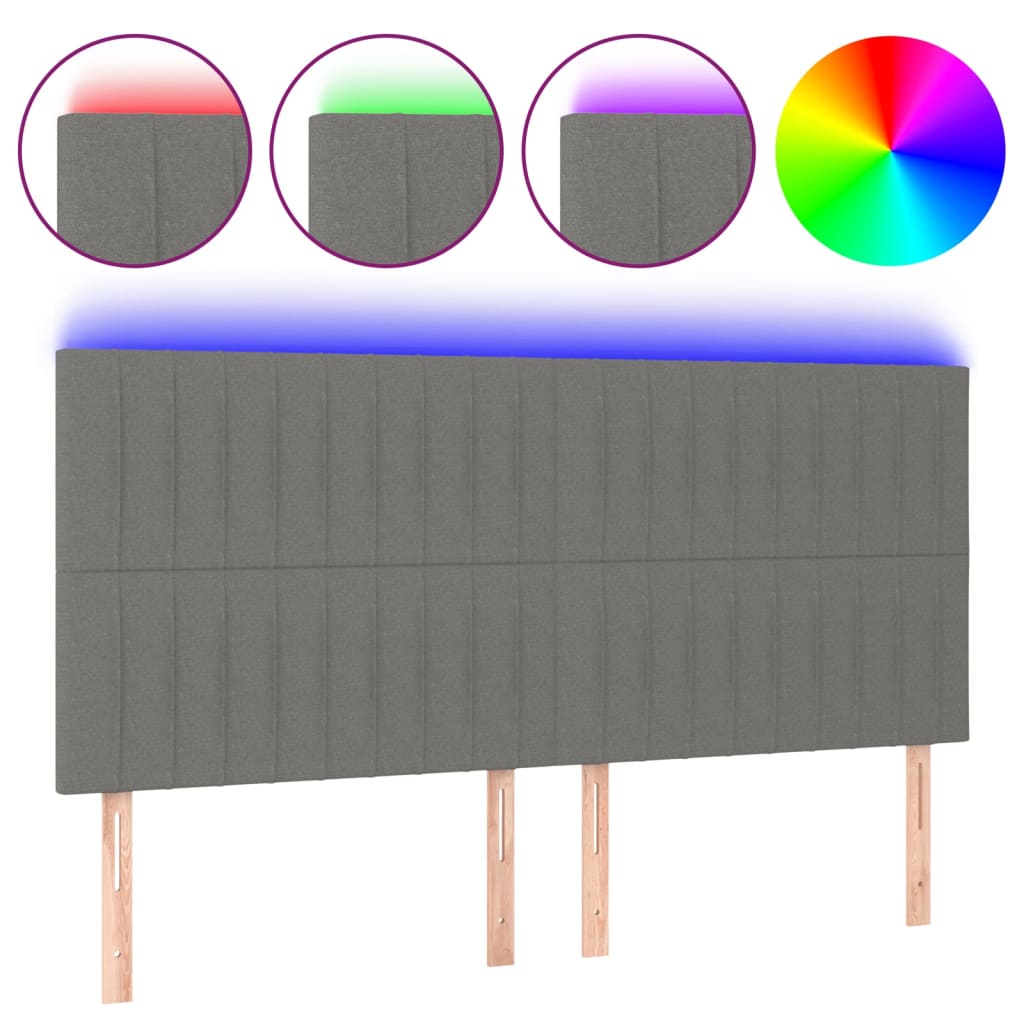 LED uzglavlje tamnosivo 200x5x118/128 cm od tkanine