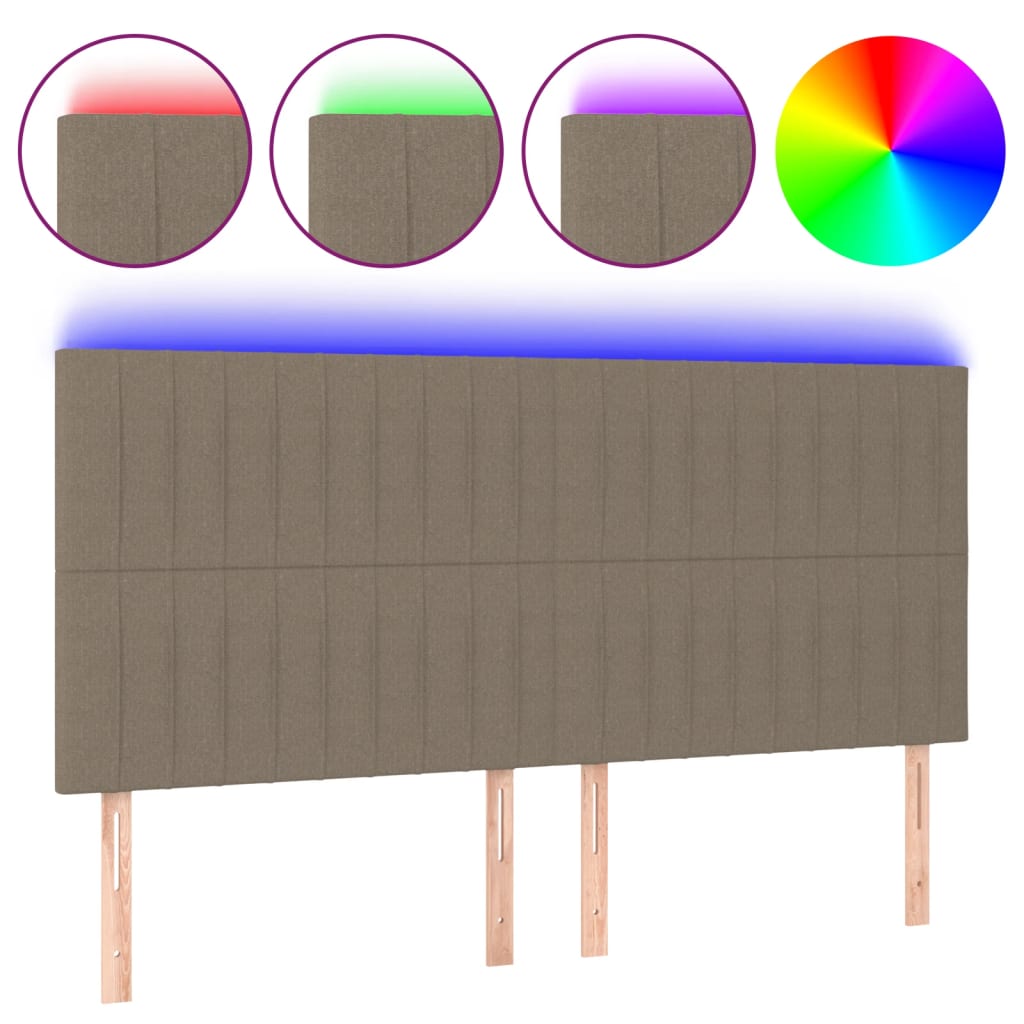 LED uzglavlje smeđesivo 200x5x118/128 cm od tkanine