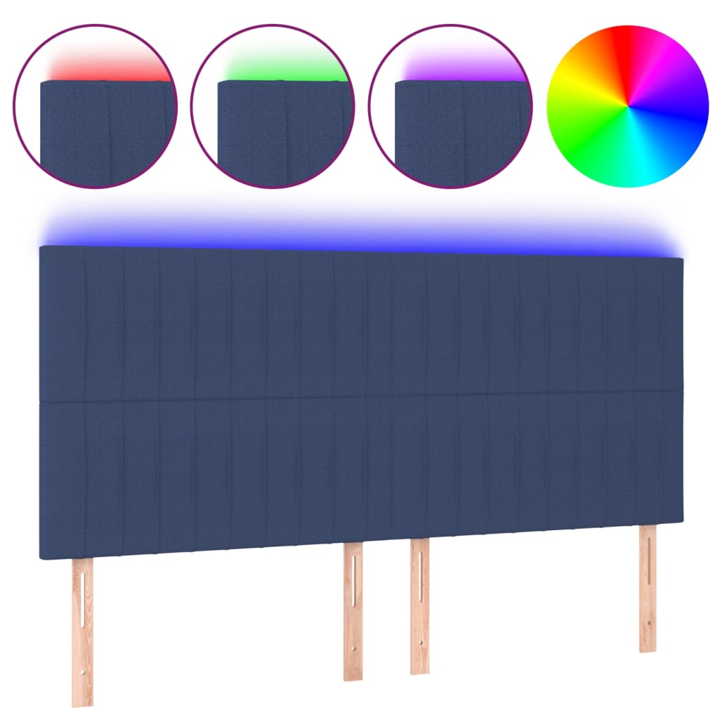 LED uzglavlje plavo 200x5x118/128 cm od tkanine