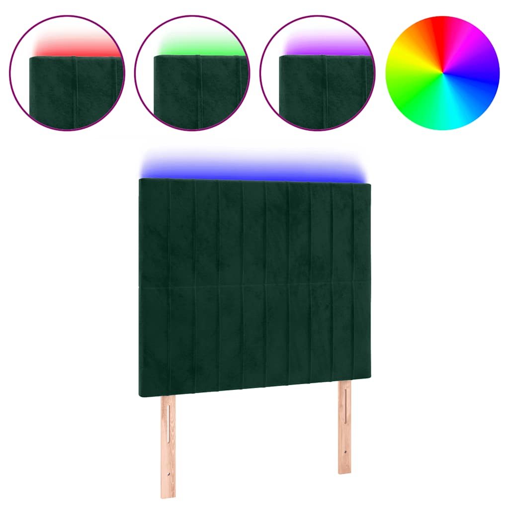 LED uzglavlje tamnozeleno 80x5x118/128 cm baršunasto