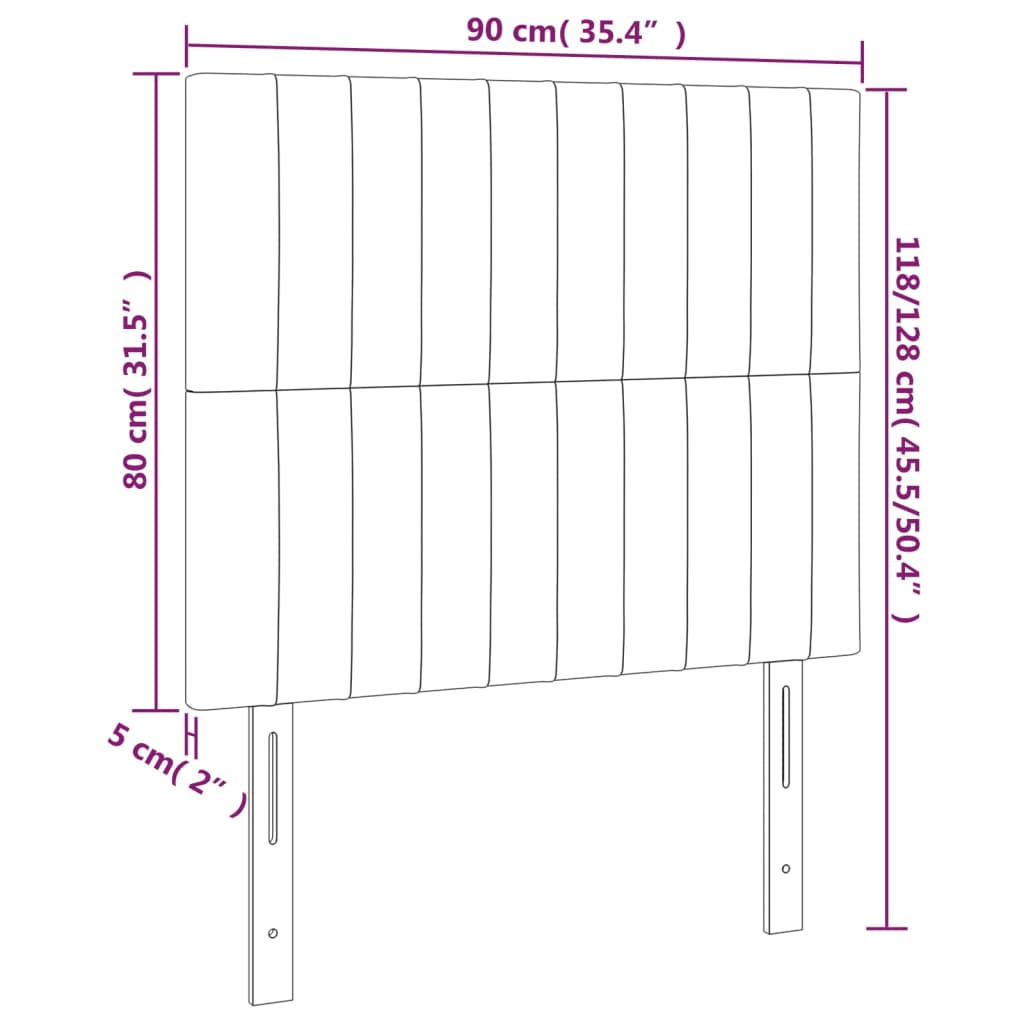 LED uzglavlje tamnosivo 90x5x118/128 cm baršunasto