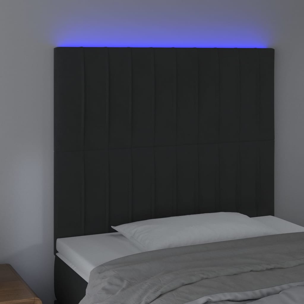 LED uzglavlje crno 90x5x118/128 cm baršunasto
