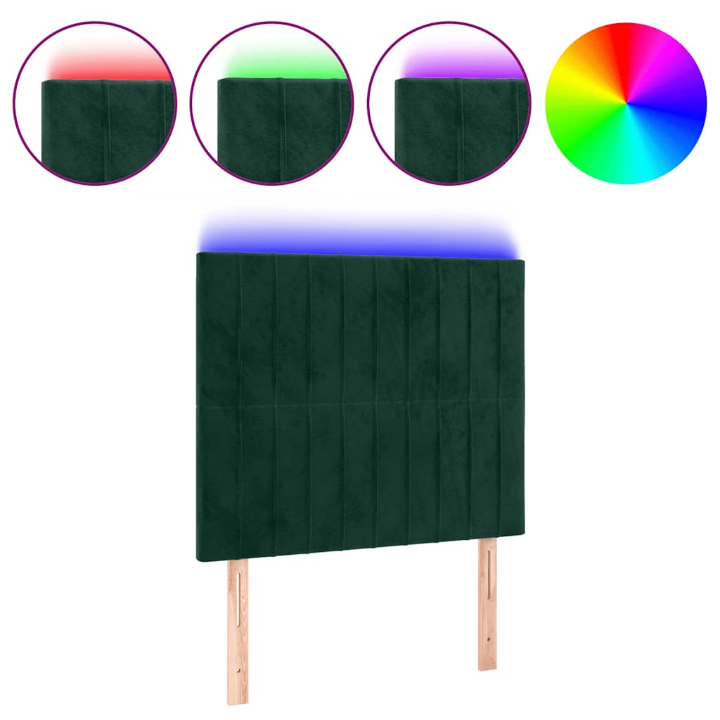 LED uzglavlje tamnozeleno 90x5x118/128 cm baršunasto