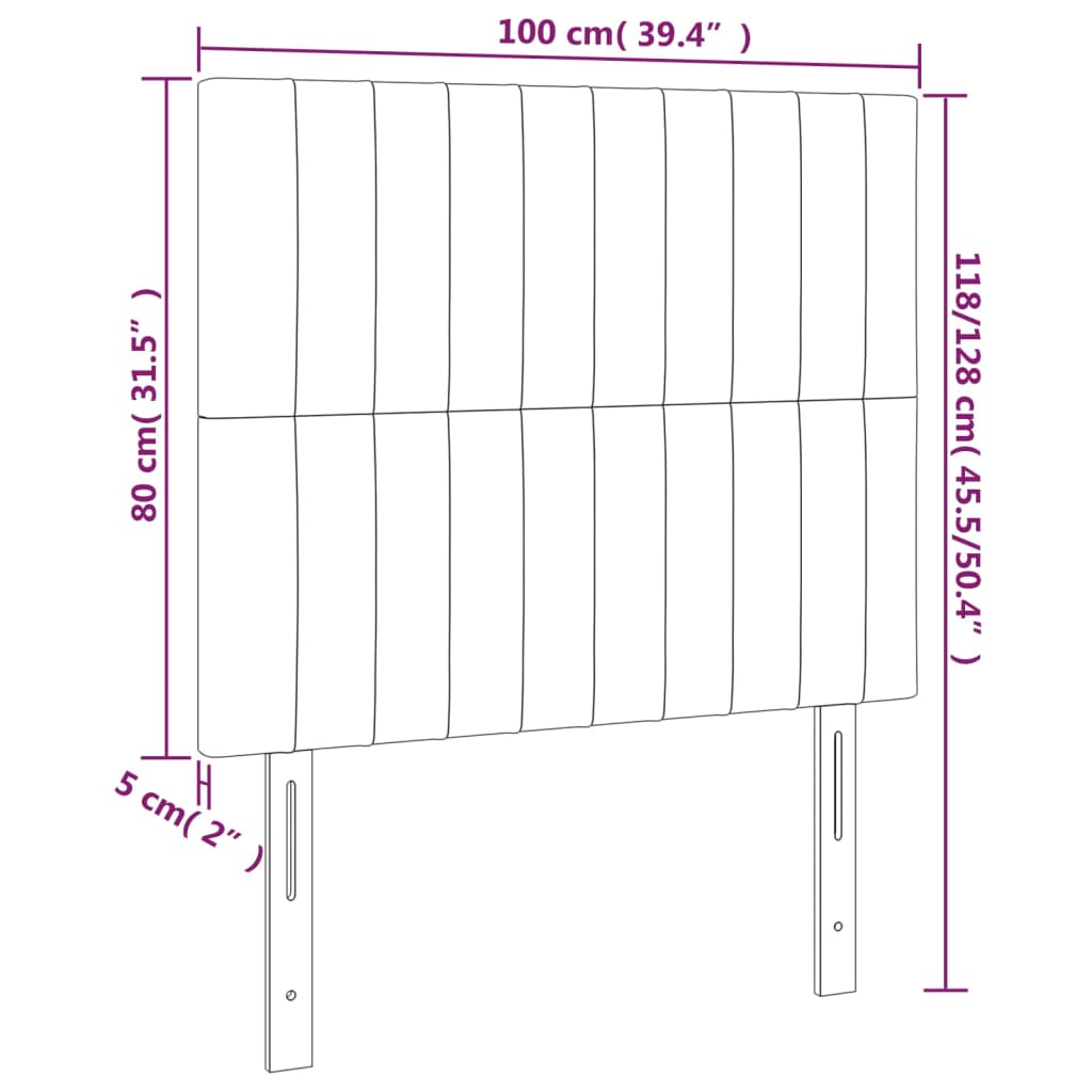 LED uzglavlje crno 100x5x118/128 cm baršunasto