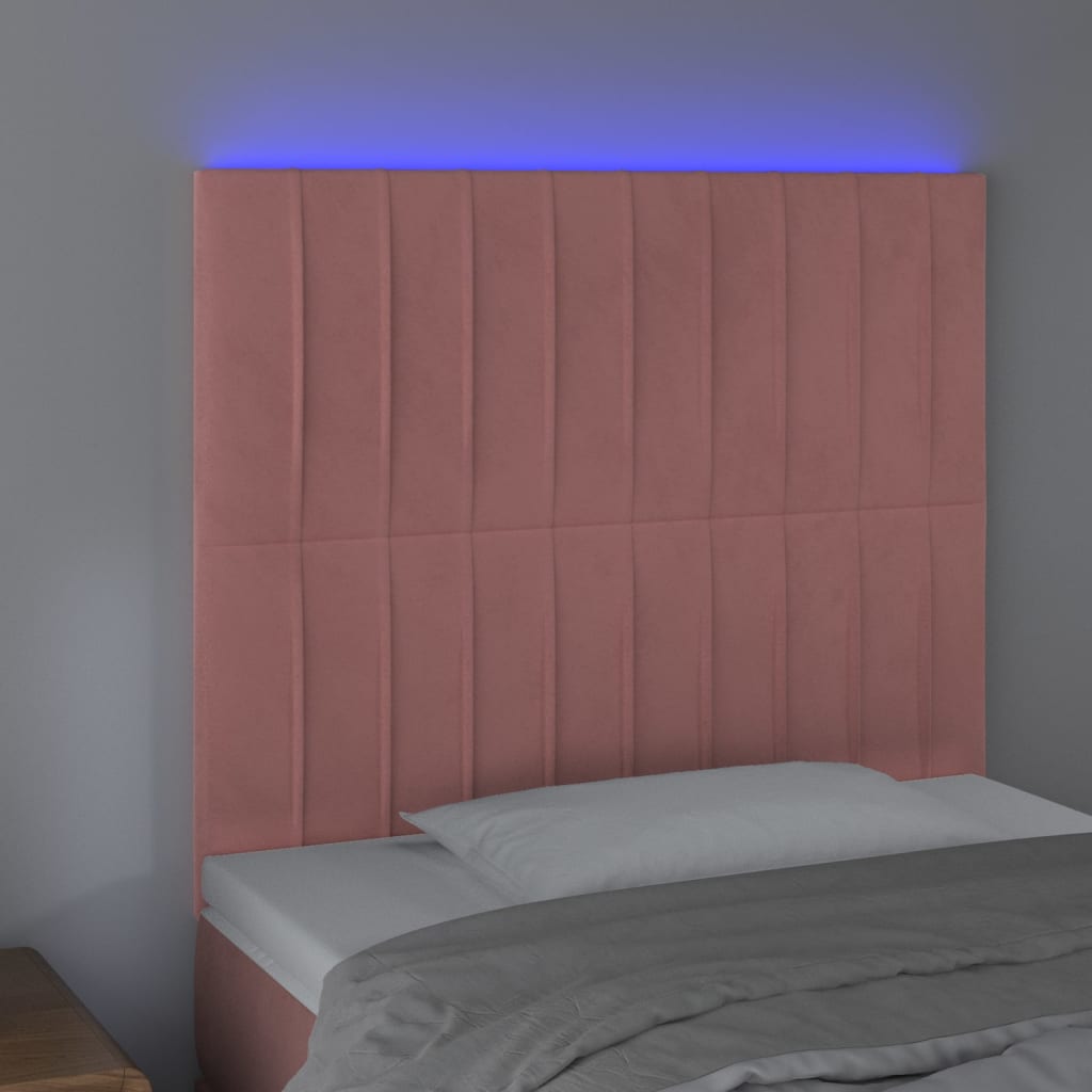 LED uzglavlje ružičasto 100x5x118/128 cm baršunasto