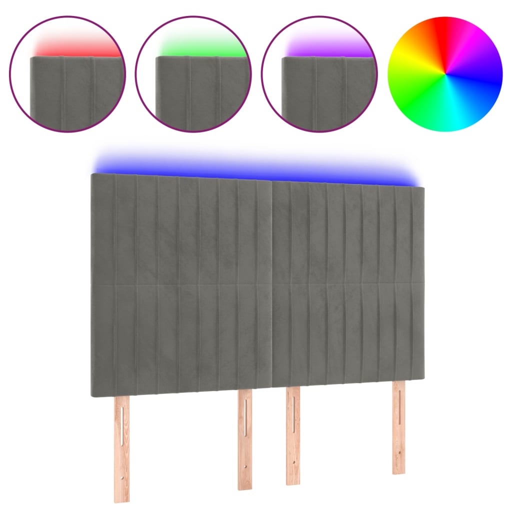 LED uzglavlje svjetlosivo 144x5x118/128 cm baršunasto