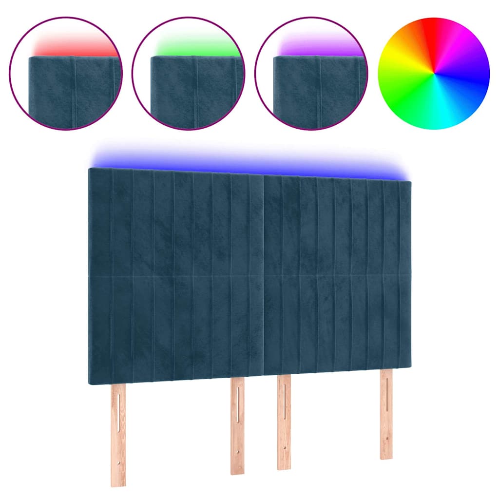 LED uzglavlje tamnoplavo 144x5x118/128 cm baršunasto