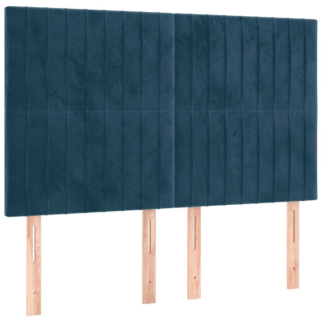 LED uzglavlje tamnoplavo 144x5x118/128 cm baršunasto