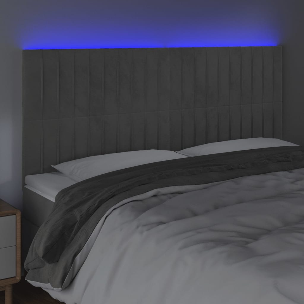LED uzglavlje svjetlosivo 160x5x118/128 cm baršunasto