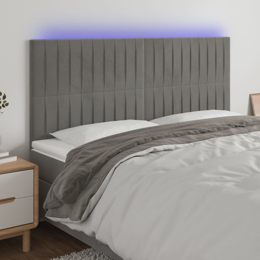 LED uzglavlje svjetlosivo 180x5x118/128 cm baršunasto