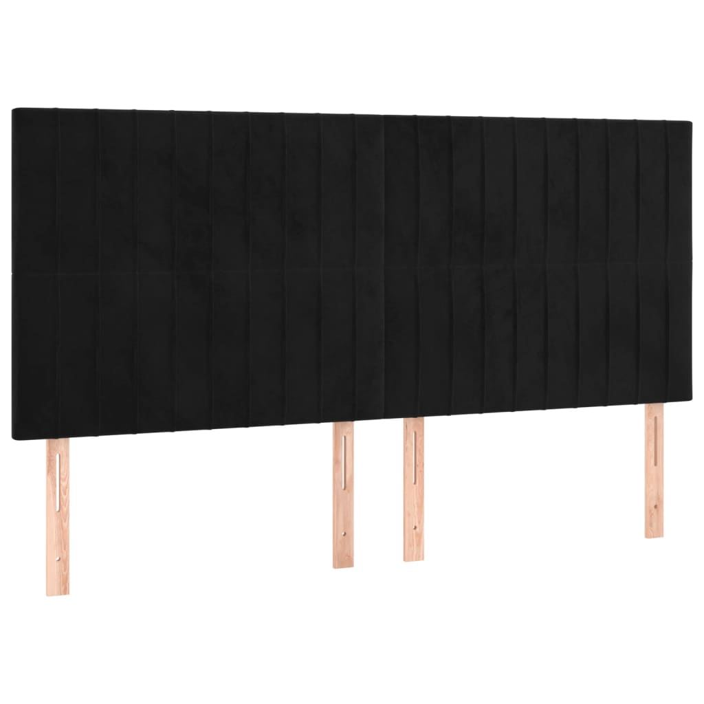 LED uzglavlje crno 180x5x118/128 cm baršunasto