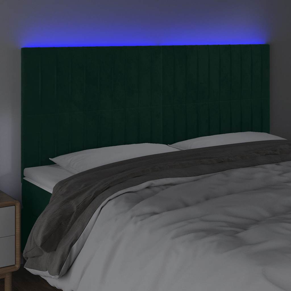 LED uzglavlje tamnozeleno 180x5x118/128 cm baršunasto