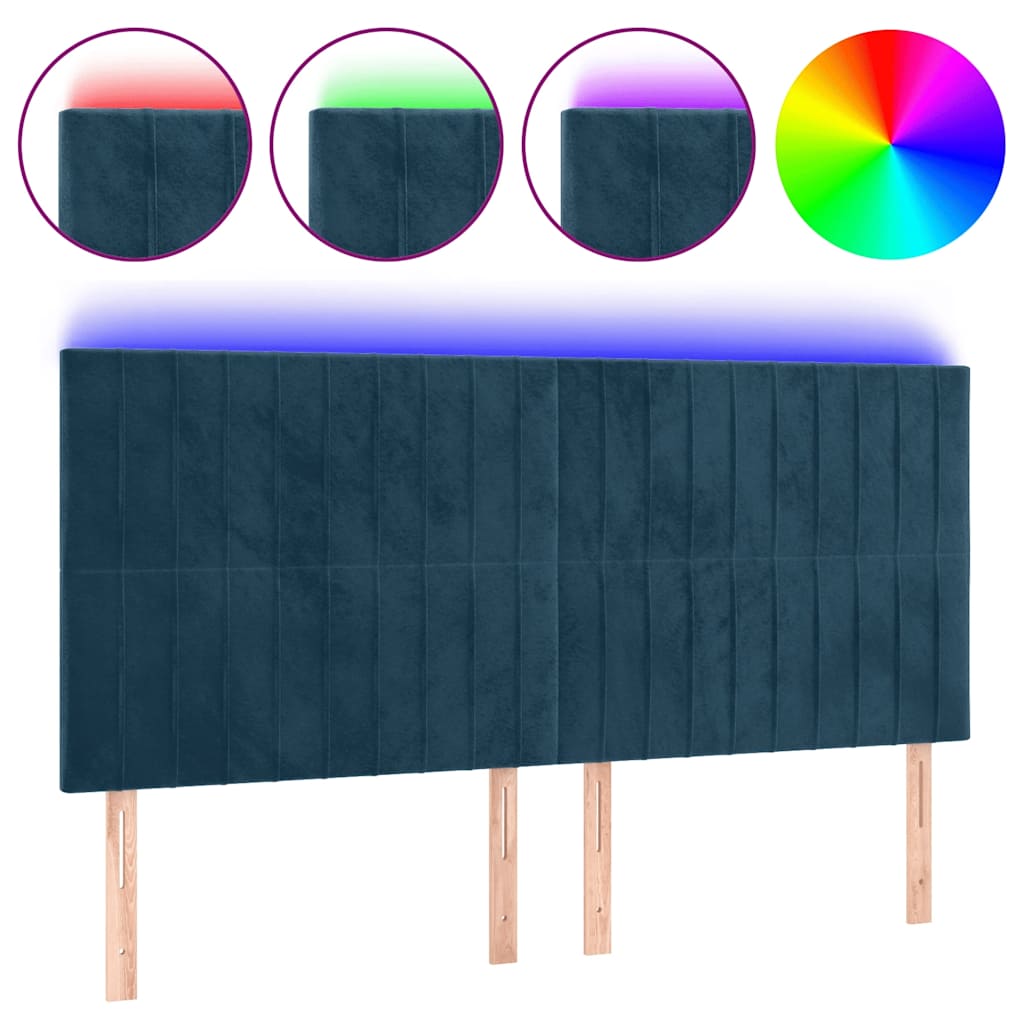 LED uzglavlje tamnoplavo 200x5x118/128 cm od tkanine
