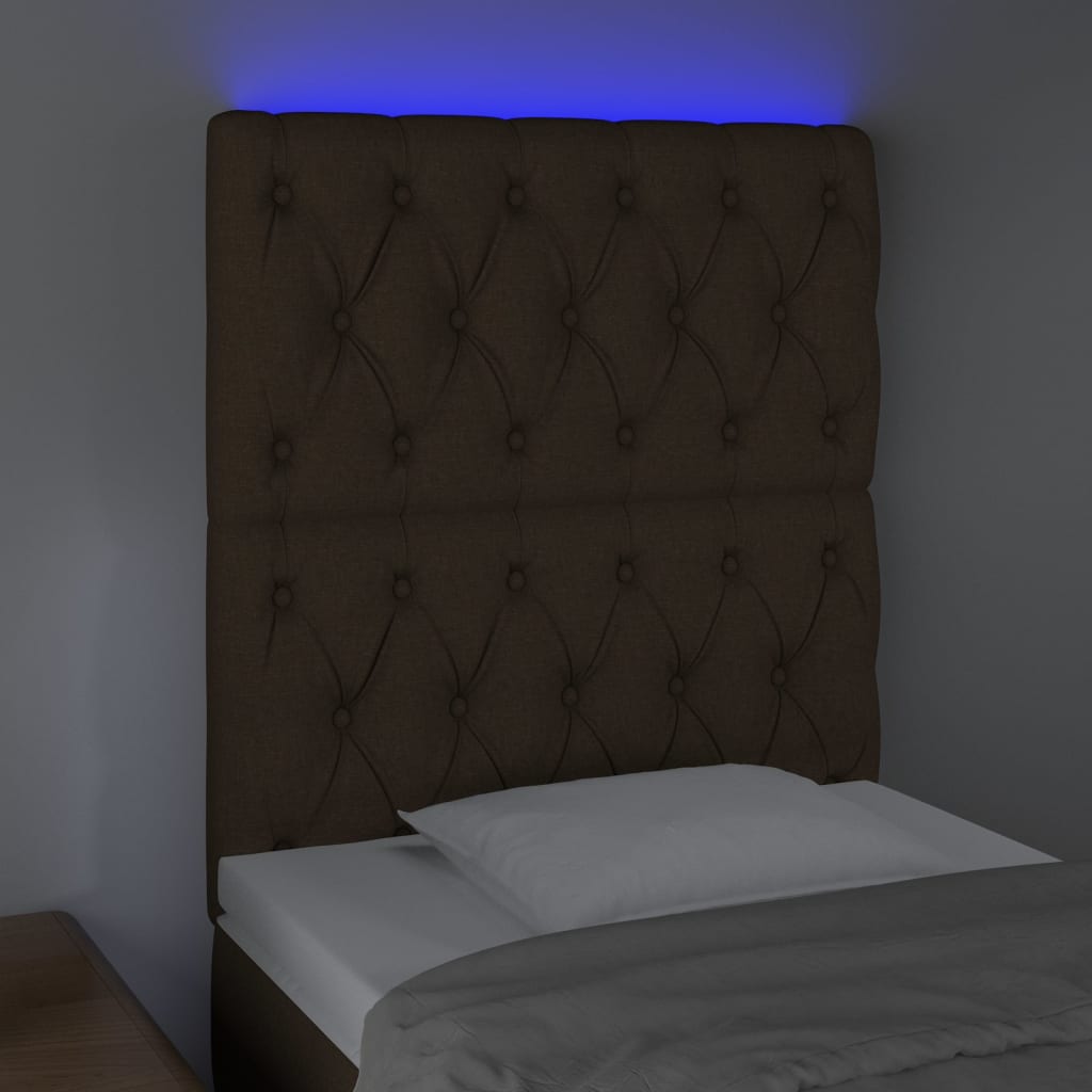 LED uzglavlje tamnosmeđe 80x7x118/128 cm od tkanine
