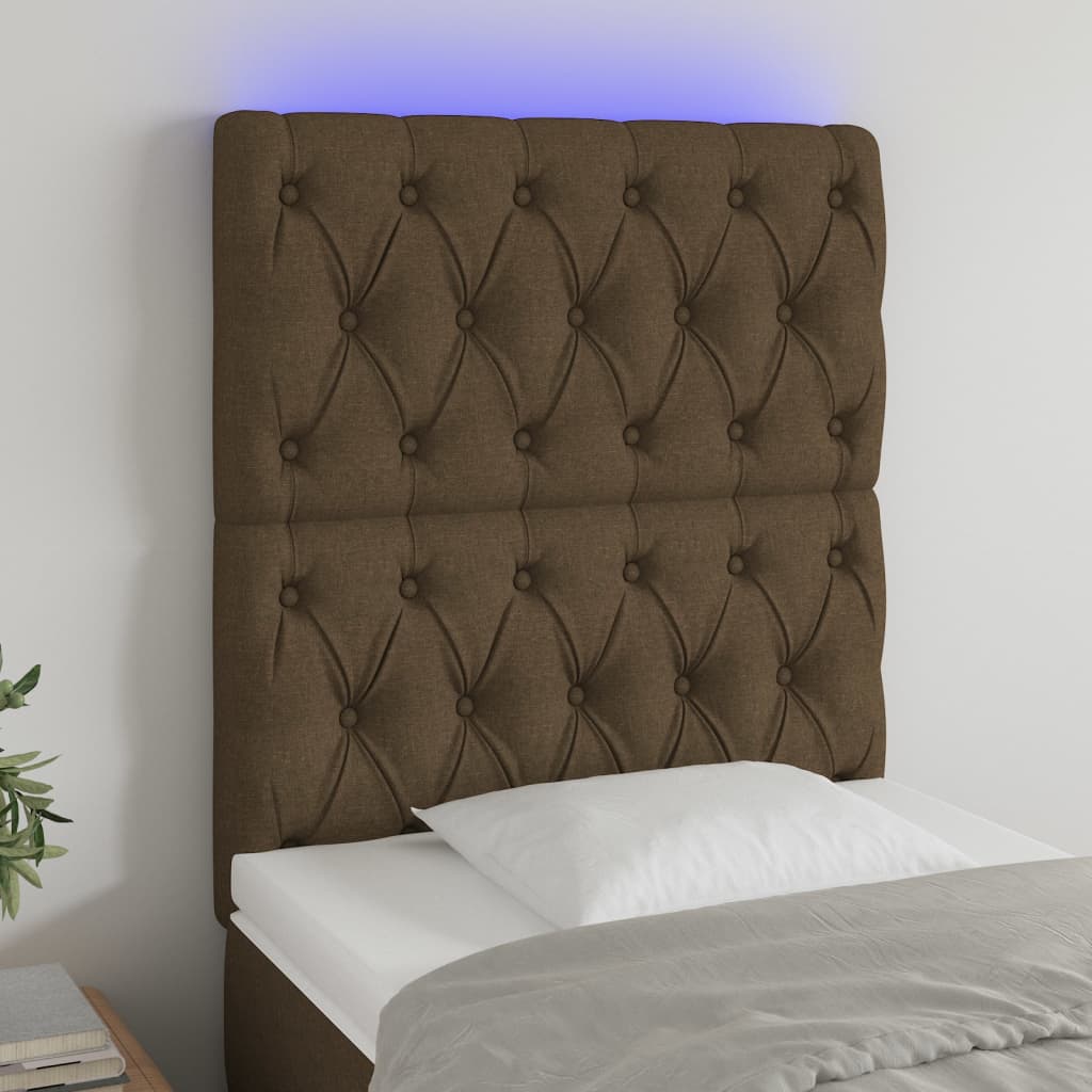 LED uzglavlje tamnosmeđe 80x7x118/128 cm od tkanine