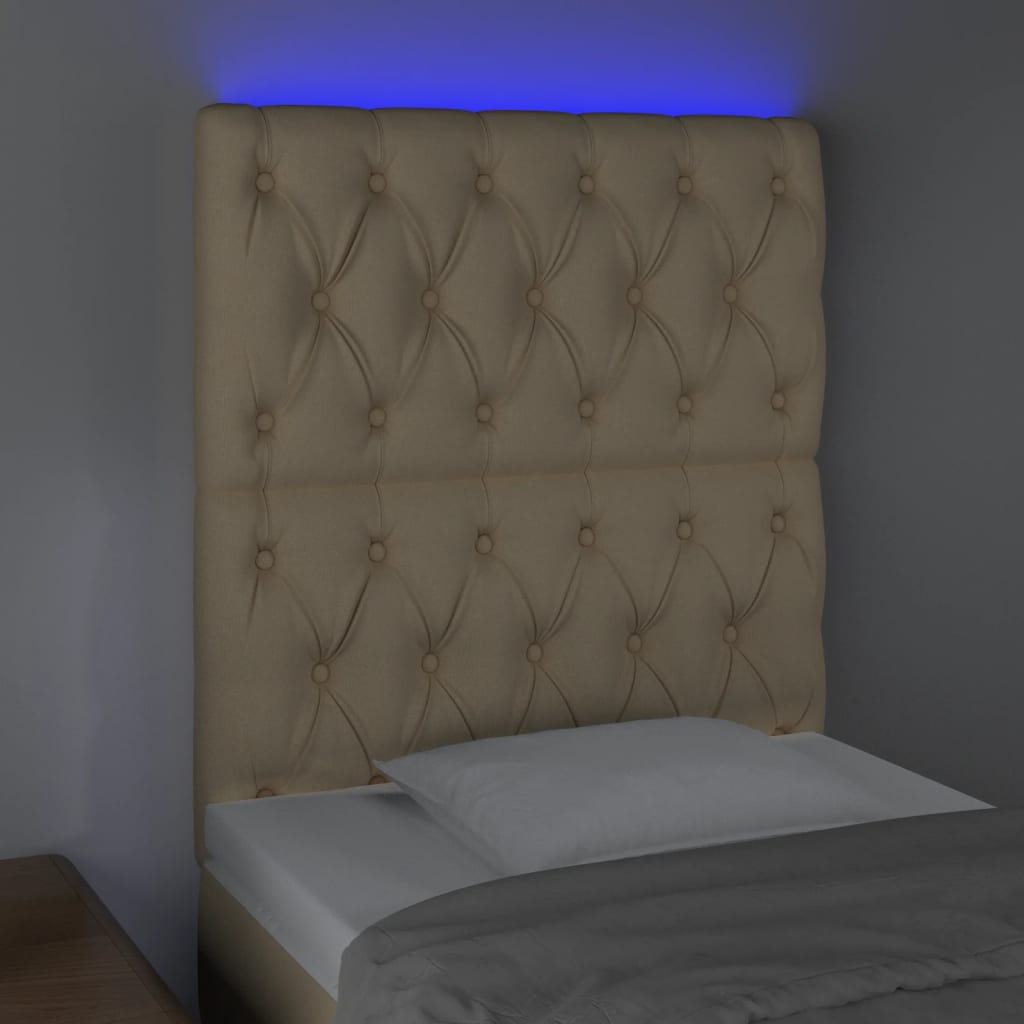 LED uzglavlje krem 80x7x118/128 cm od tkanine