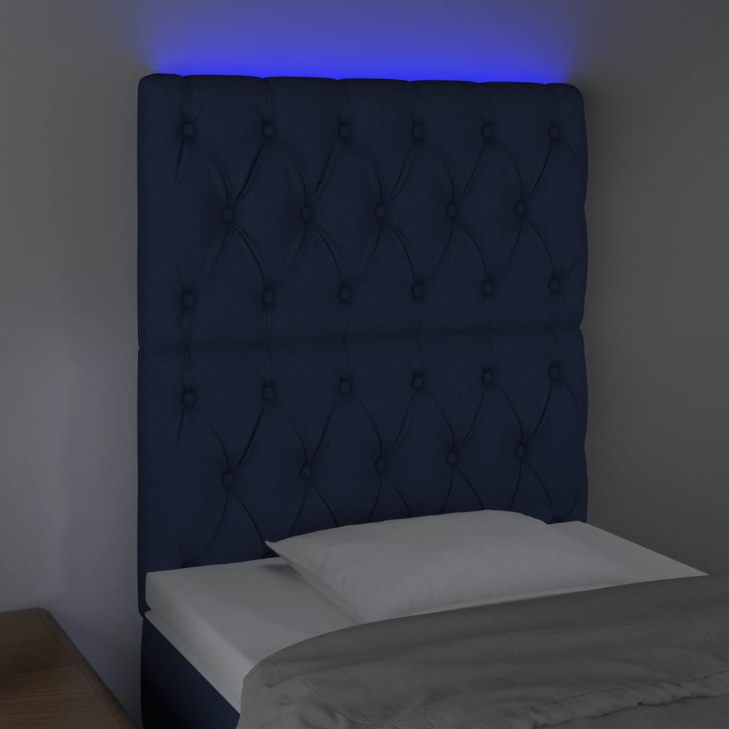 LED uzglavlje plavo 80x7x118/128 cm od tkanine