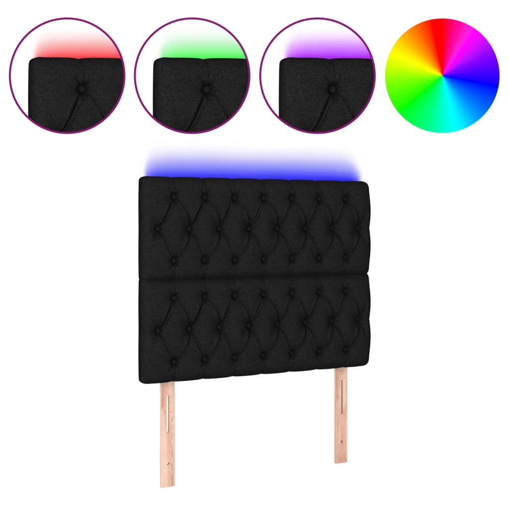 LED uzglavlje crno 90x7x118/128 cm od tkanine