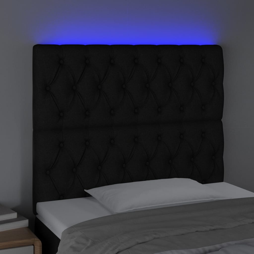 LED uzglavlje crno 90x7x118/128 cm od tkanine