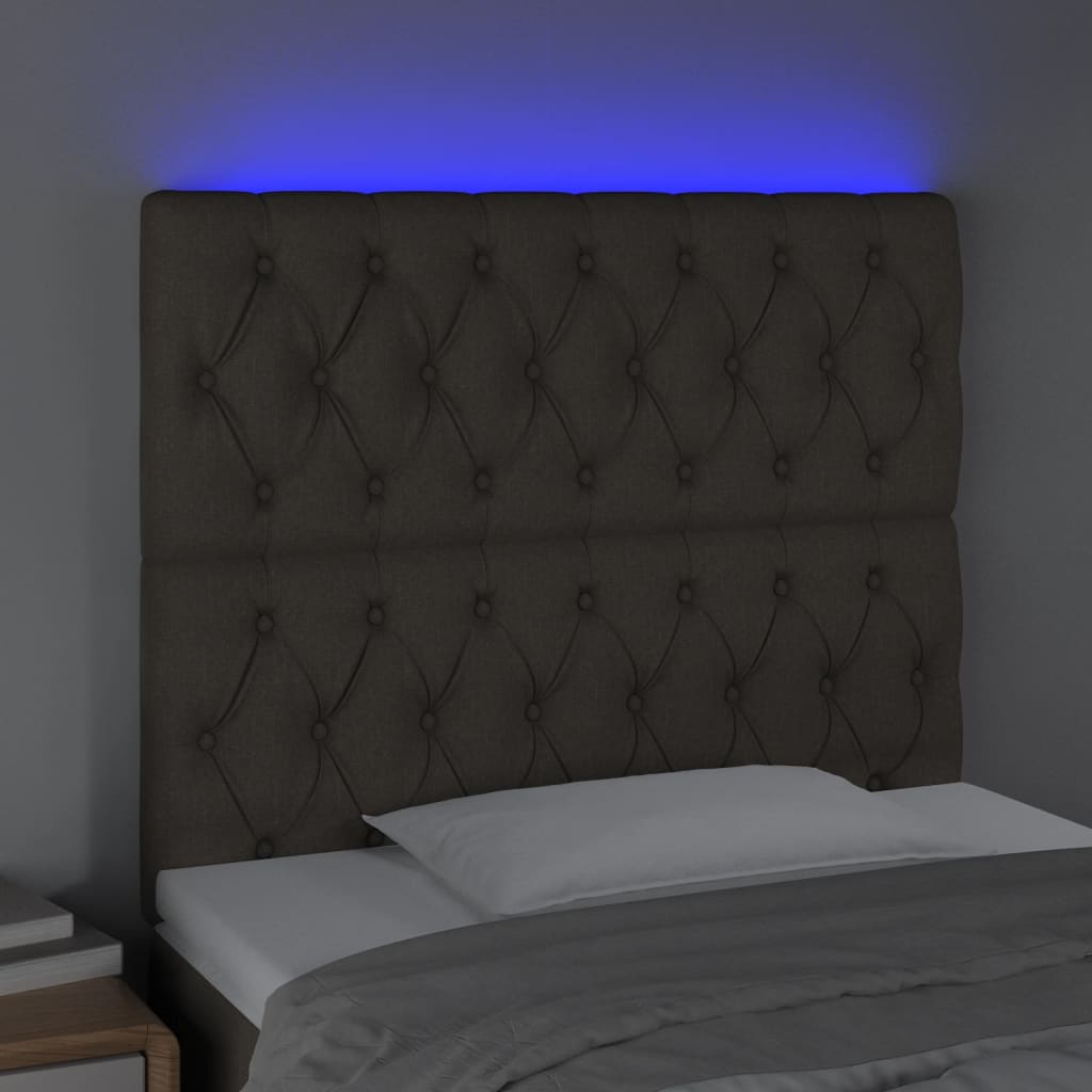 LED uzglavlje smeđesivo 90x7x118/128 cm od tkanine