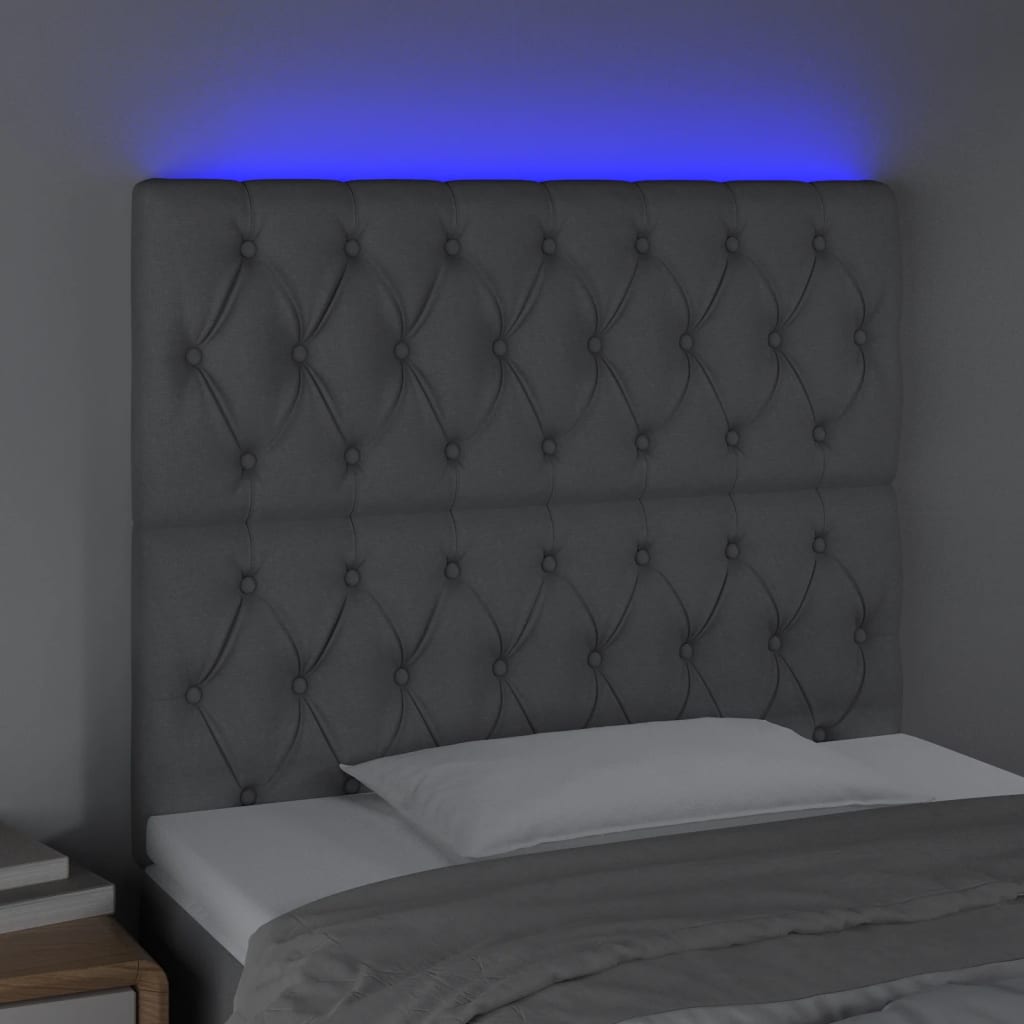 LED uzglavlje svjetlosivo 100x7x118/128 cm od tkanine