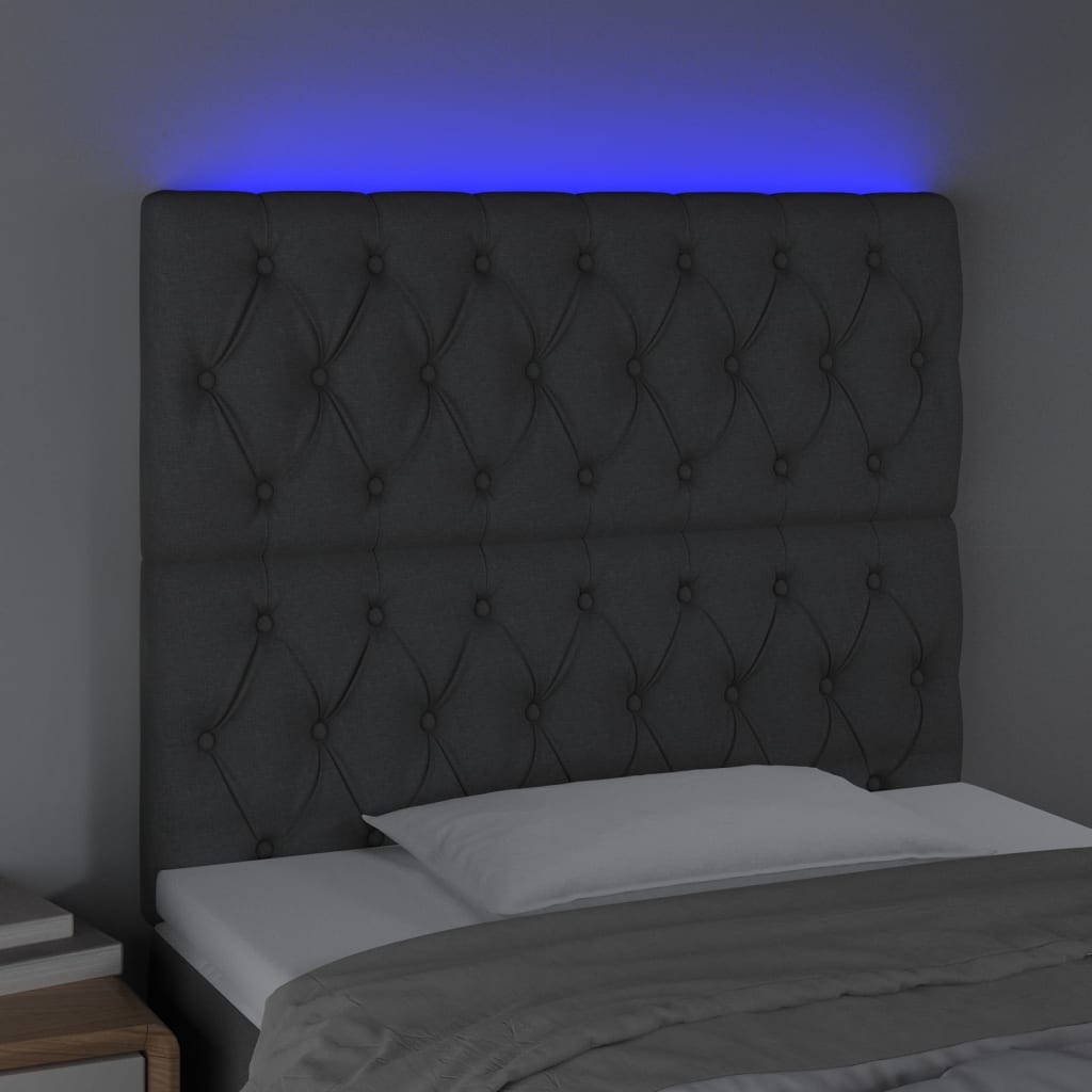 LED uzglavlje tamnosivo 100x7x118/128 cm od tkanine