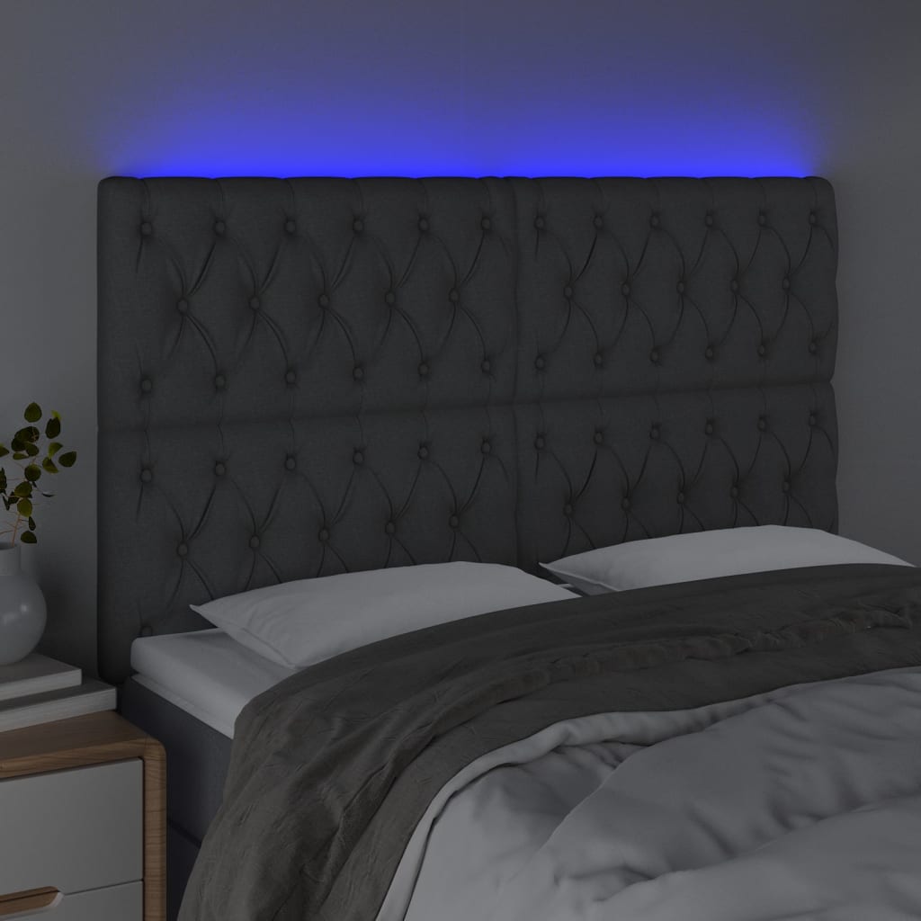 LED uzglavlje tamnosivo 144x7x118/128 cm od tkanine