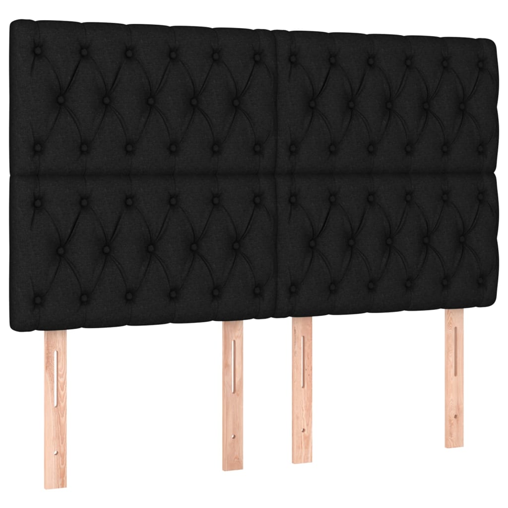 LED uzglavlje crno 144x7x118/128 cm od tkanine