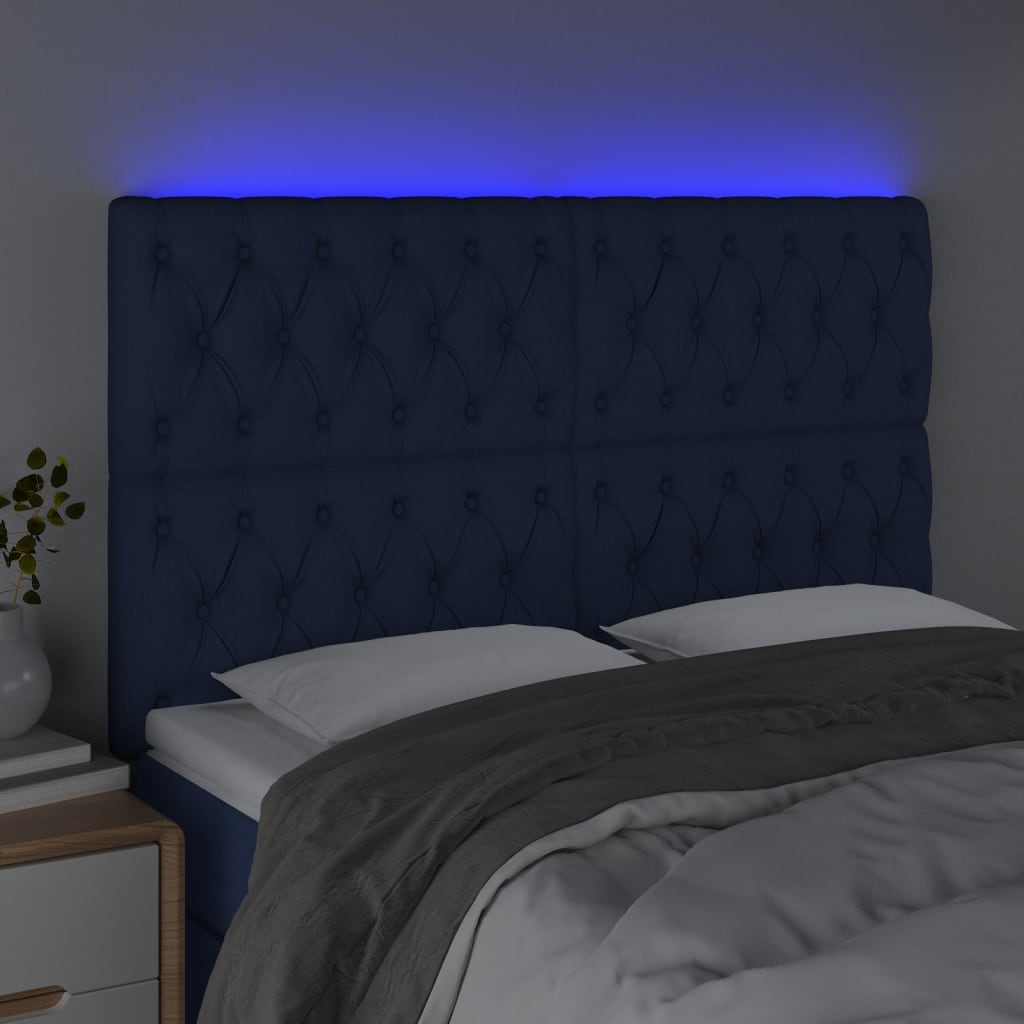 LED uzglavlje plavo 144x7x118/128 cm od tkanine