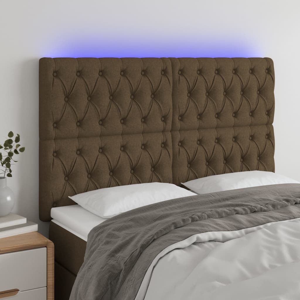 LED uzglavlje tamnosmeđe 160x7x118/128 cm od tkanine