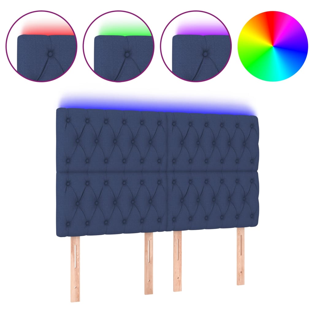 LED uzglavlje plavo 160x7x118/128 cm od tkanine