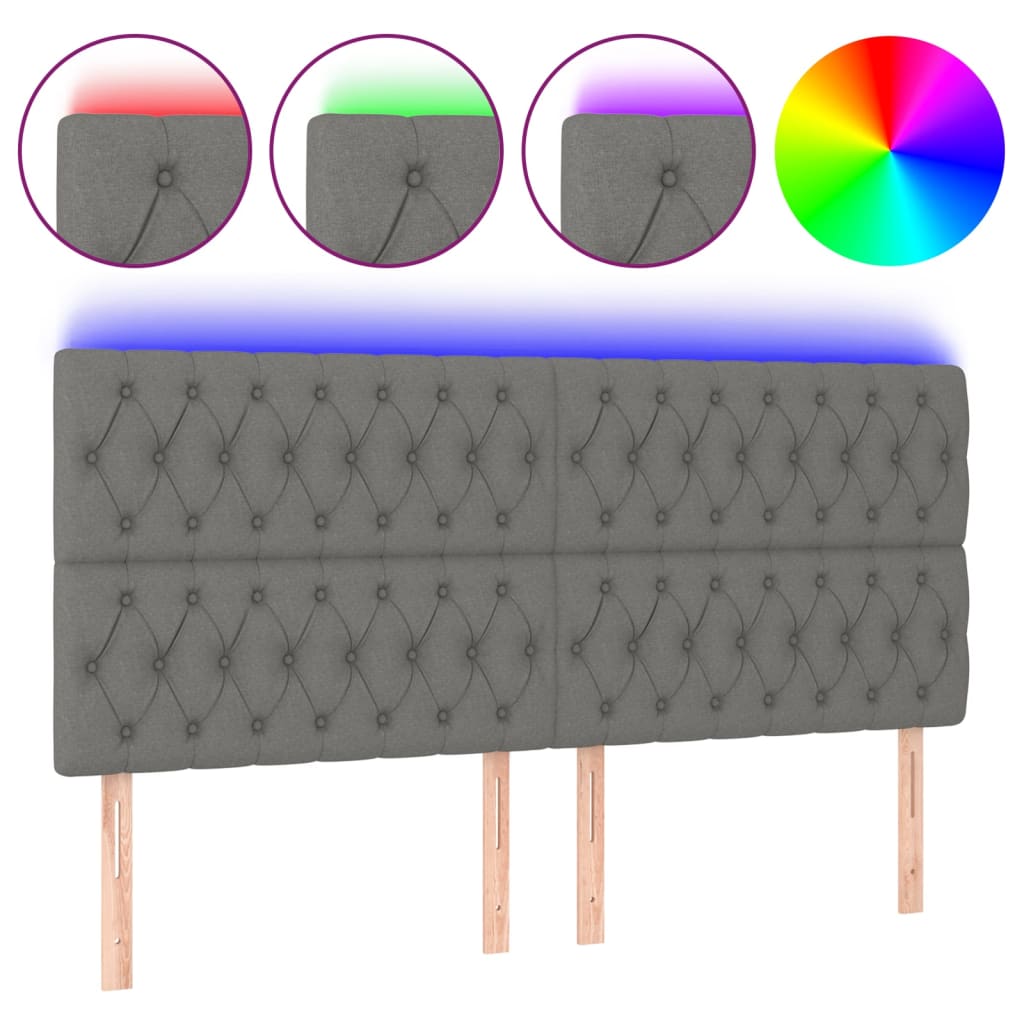 LED uzglavlje tamnosivo 180x7x118/128 cm od tkanine